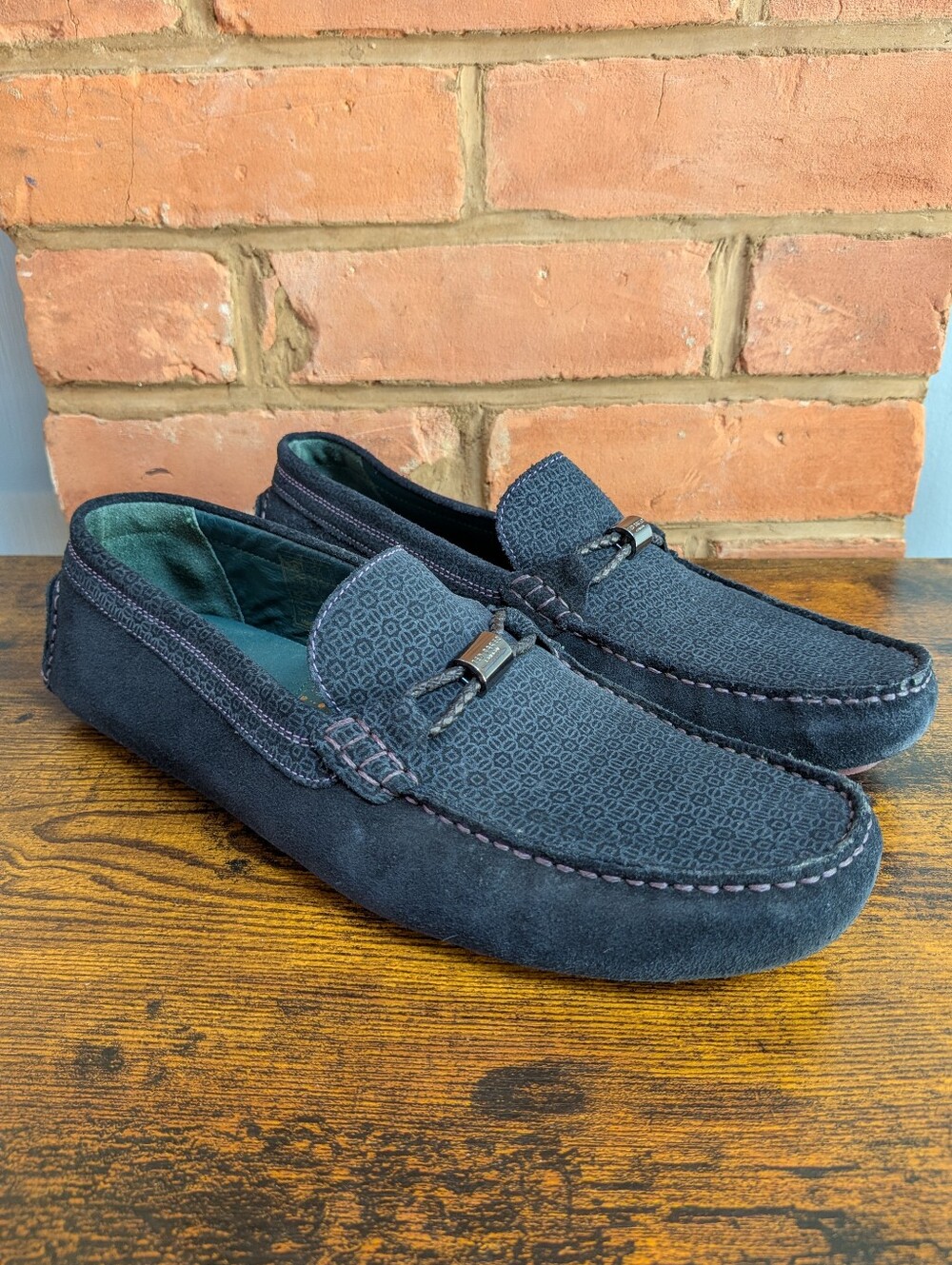 Ted Baker Carlsun 2 Moccasin Driving Loafers In Blue Suede Men's Size 11 US